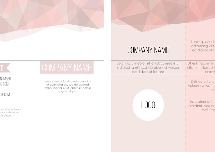 Kostenlose Vektor rosa polygonalen trifold vorlage