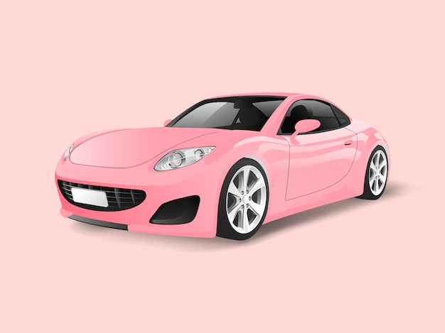 Rosa Sportauto in einem rosa Hintergrundvektor