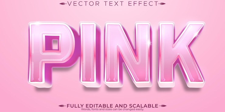 Kostenlose Vektor rosa texteffekt, bearbeitbarer weicher und klarer textstil