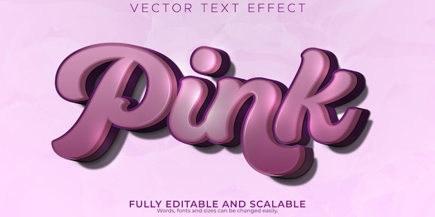 Kostenloser Vektor rosa texteffekt editierbarer süßer und weicher textstilx9