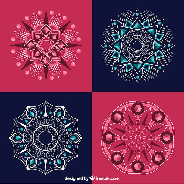 Rosa und blaue mandala sammlung