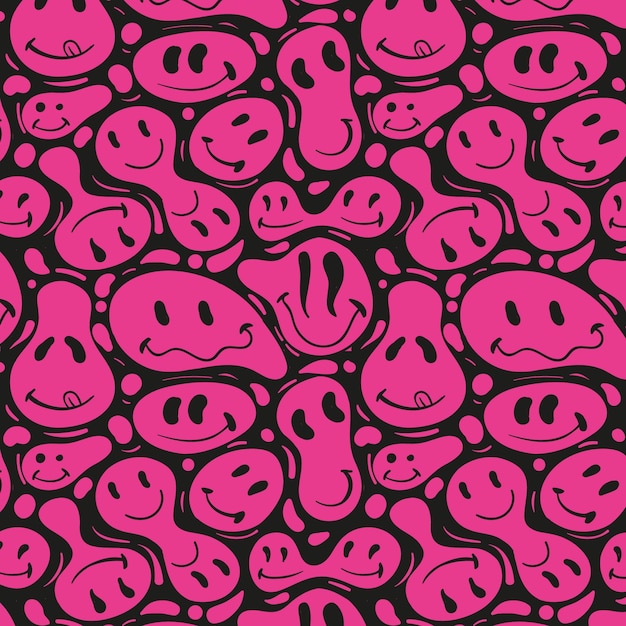 Kostenloser Vektor rosa verzerrtes emoticons-muster