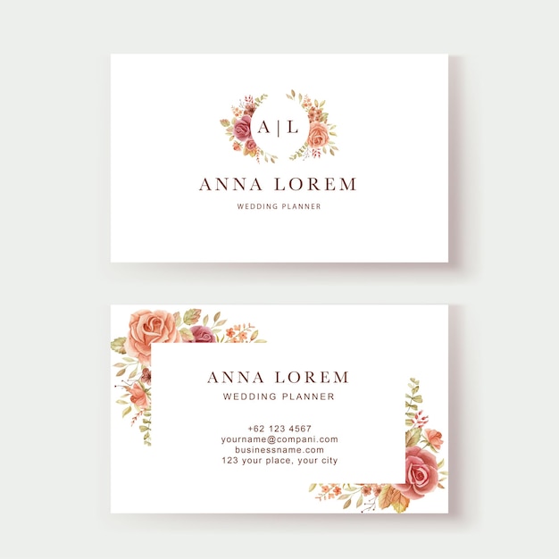 Rosen-Herbst-Aquarell-Visitenkarte-Schablone