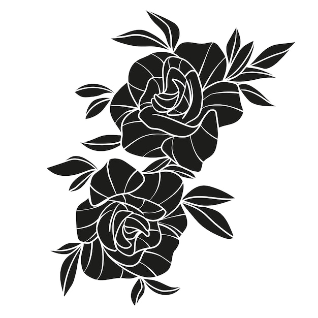 Rosensilhouette im flachen Design