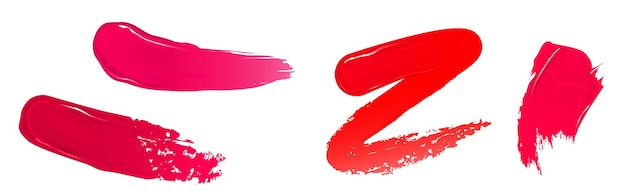 Rot- und rosa lippenstift oder nagellackprobe