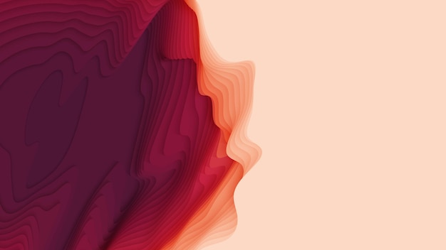 Rote bis rosa Papierschichten. 3D abstrakter Farbverlauf Papierschnitt.