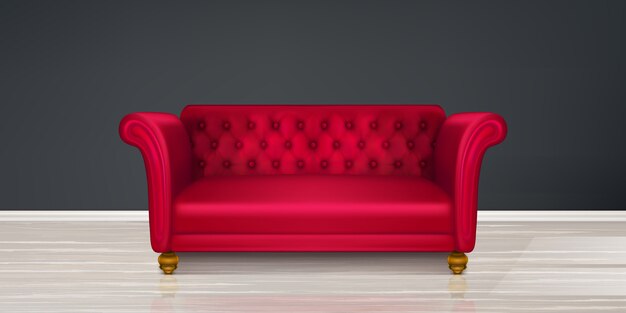 Rote Couch, Innenarchitektur der modernen Wohnung des Sofas