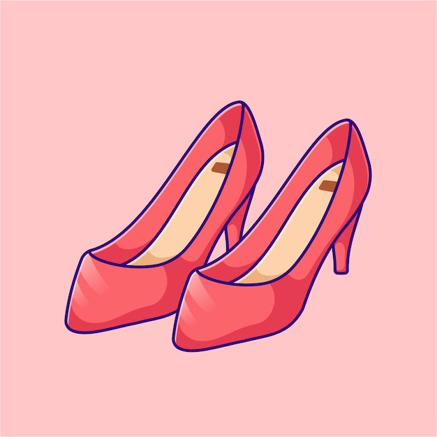 Kostenloser Vektor rote high heels schuhe cartoon vektor icon illustration schönheit objekt icon konzept isoliert flach