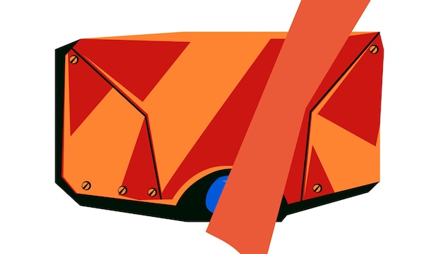 Rote Metallrohlingplatte mit Schrauben, Technologieplatine für Spielgrafikschnittstelle, Karikaturvektorillustration