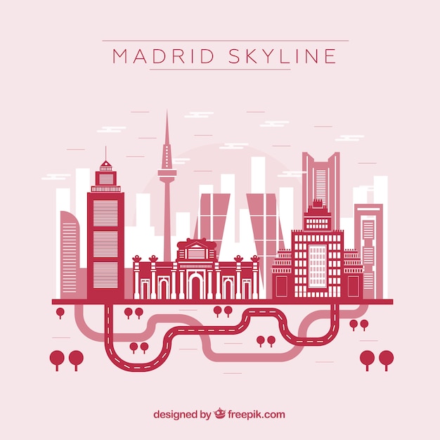 Rote skyline von madrid