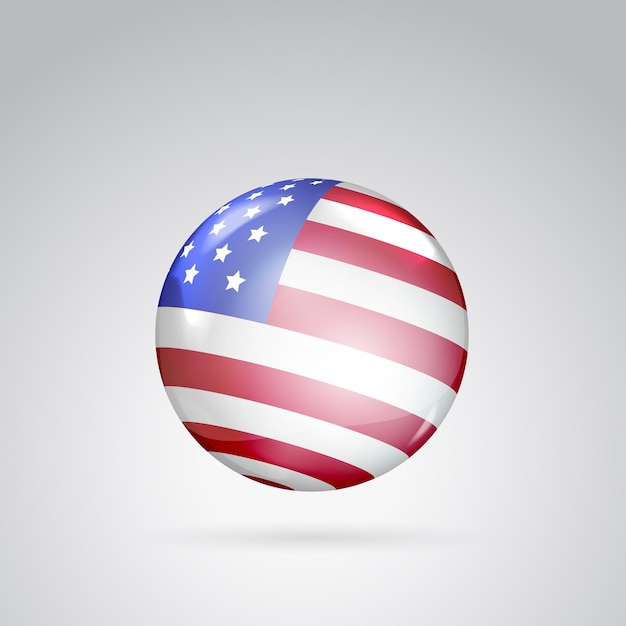 Rote, weiße und blaue Flagge auf der Balloberfläche. Kugel perl. Ball mit Flagge der USA. Vektor-Illustration.