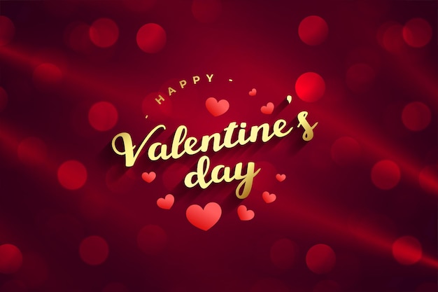 Roter Bokeh-Hintergrund des glücklichen Valentinstags mit Lichteffekt