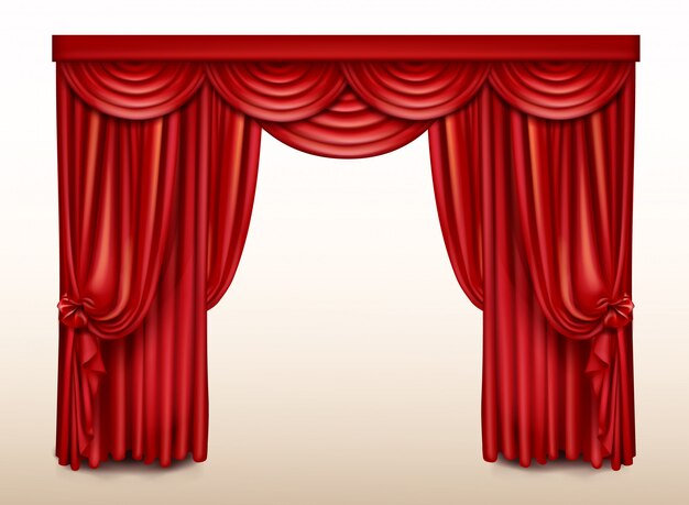 Roter Bühnenvorhang für Theater, Opernszene drapieren