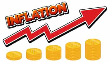 Kostenloser Vektor roter pfeil, der mit inflationswort nach oben geht