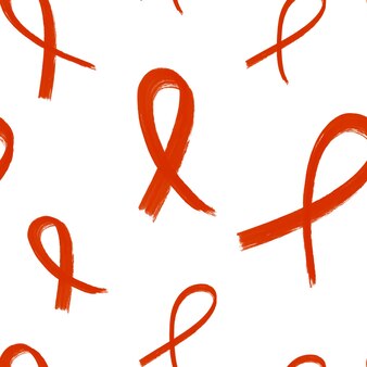 Rotes band nahtlose muster hintergrund für aids hiv-bewusstsein grunge hintergrund für den welt-aids-tag