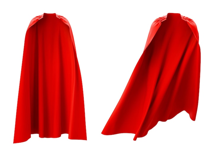 Kostenlose Vektor rotes superhelden-cape-mockup-set