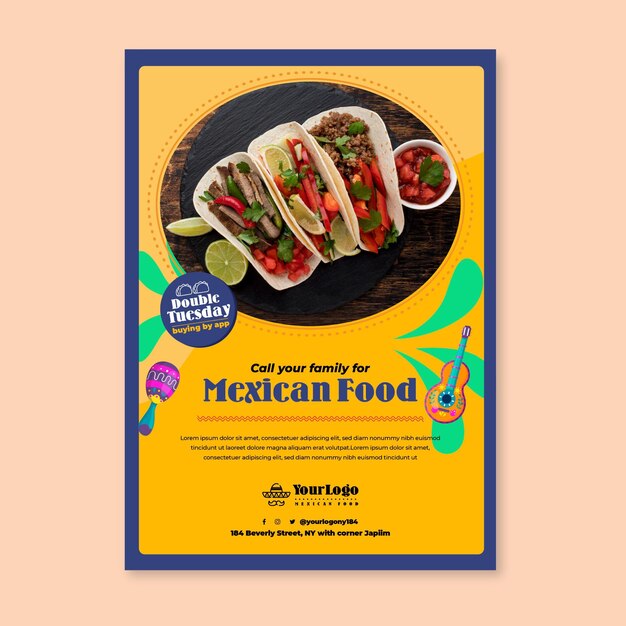 Rufen Sie Ihre Familie für mexikanische Food Flyer Vorlage