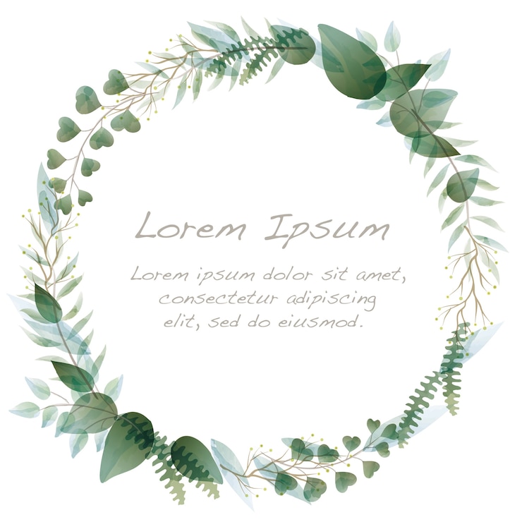 Kostenlose Vektor runder aquarell-botanischer rahmen lokalisiert auf einem weiß