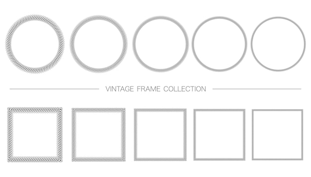 Kostenloser Vektor runder und quadratischer dekorativer vintage-rahmen isoliert auf einer weißen hintergrund-vektor-illustration