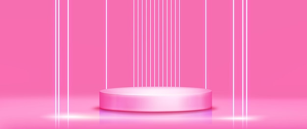 Kostenloser Vektor rundes podium auf rosa hintergrund