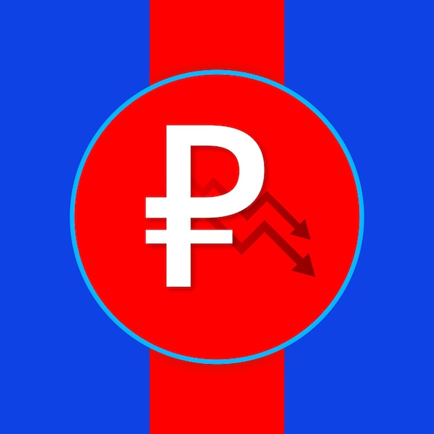 Russischer rubel rot blau weißer hintergrund social media design banner free vector
