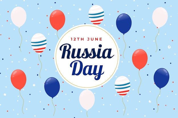 Russland tag und luftballons mit flaggenhintergrund