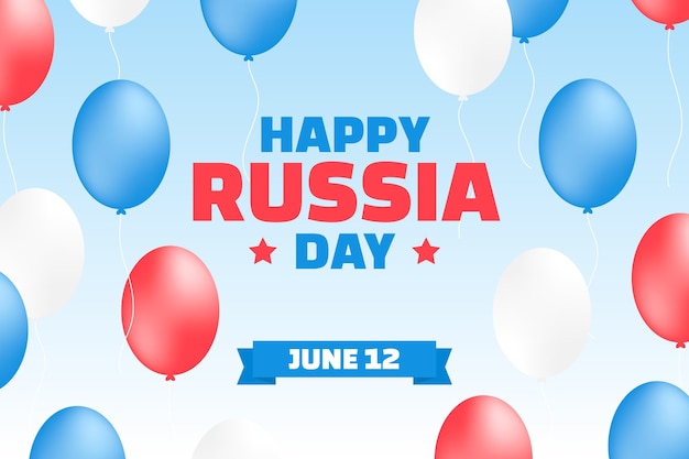 Russland-Tageshintergrund mit Luftballons im flachen Design
