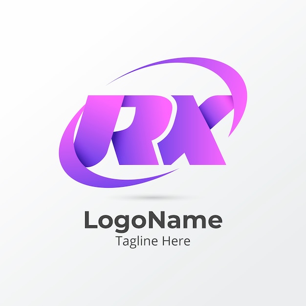 Kostenloser Vektor rx- oder xr-logo mit farbverlauf