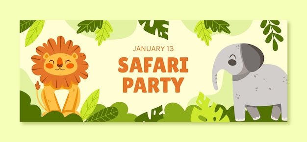 Kostenloser Vektor safari-party-facebook-cover-vorlage