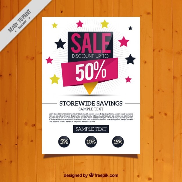 Kostenlose Vektor sale flyer mit sternen