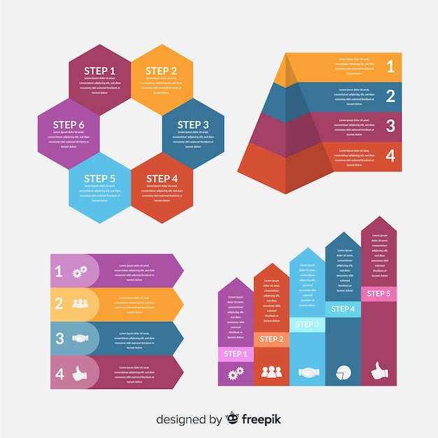 Kostenloser Vektor sammlung bunte infographic elemente