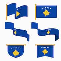 Kostenloser Vektor sammlung der kosovo-flagge und der nationalen embleme