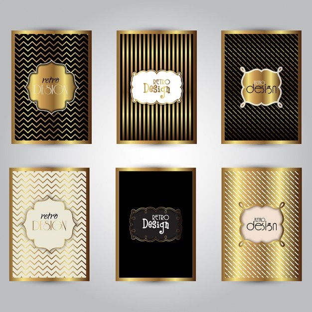 Kostenloser Vektor sammlung der stilvoller gold broschüre designs