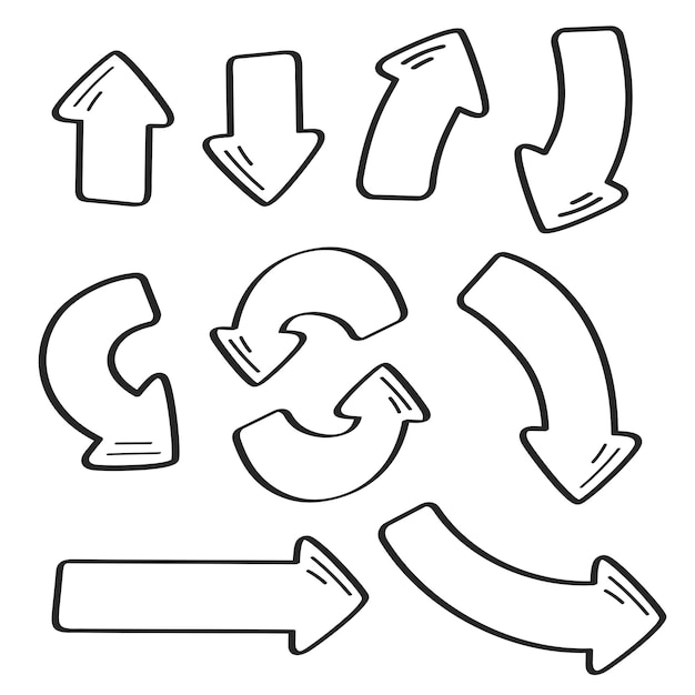 Kostenloser Vektor sammlung dicker handgezeichneter pfeile