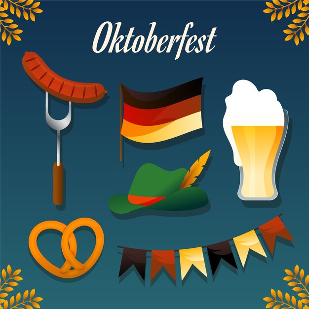 Sammlung flacher Elemente für das Oktoberfest