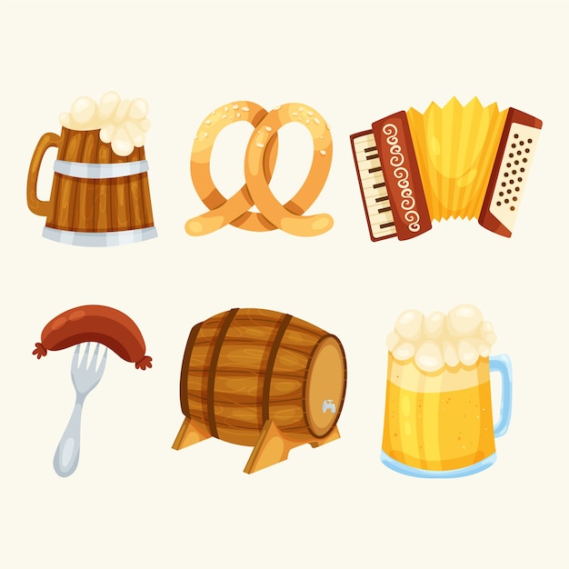 Sammlung flacher Elemente für das Oktoberfest
