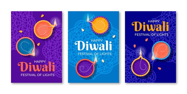 Sammlung flacher karten für das diwali-fest