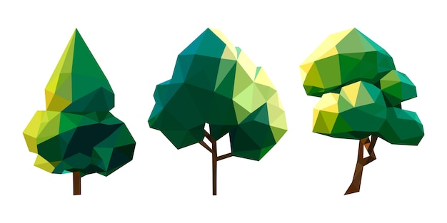 Sammlung flacher low-poly-bäume