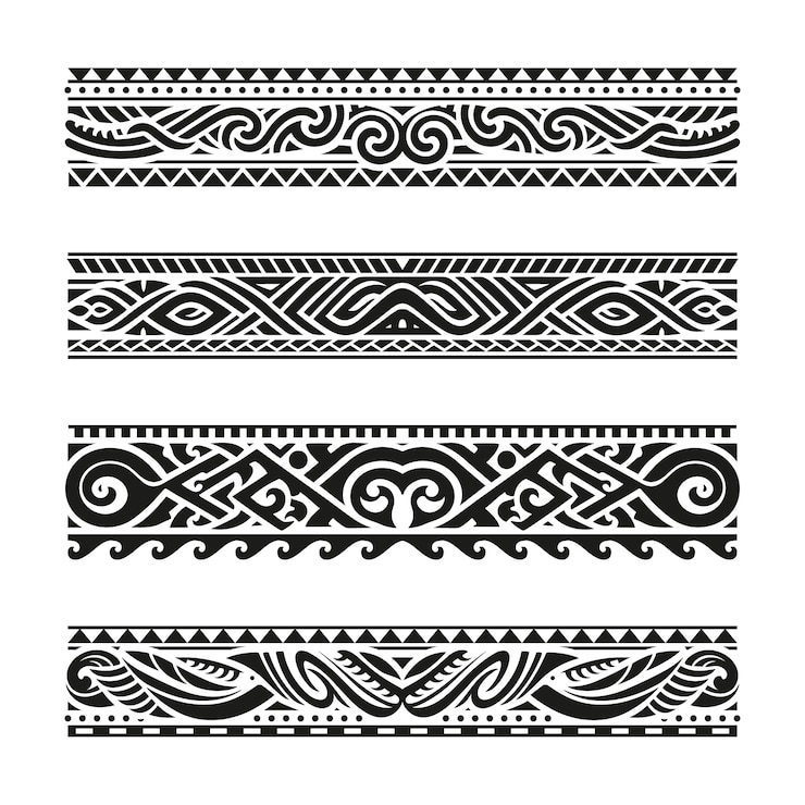 Kostenlose Vektor sammlung flacher maori-tattoo-grenzen