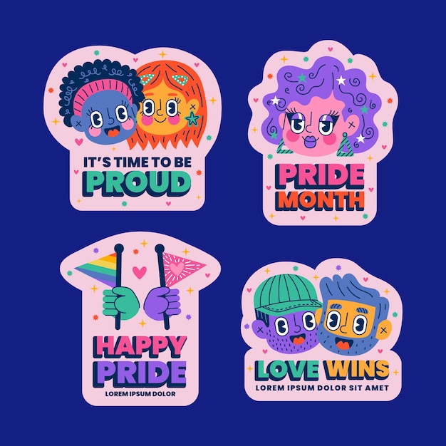 Sammlung flacher Pride-Monatsetiketten