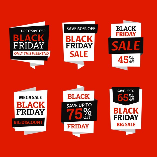 Sammlung flacher Tags/Banner für den Black-Friday-Verkauf