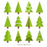 Kostenloser Vektor sammlung geometrischer weihnachtsbaum
