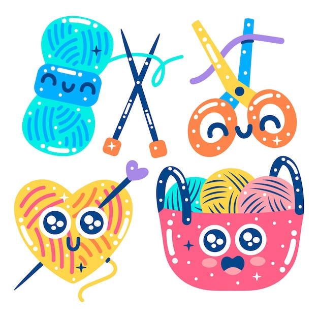Sammlung glitzernder Stricksticker