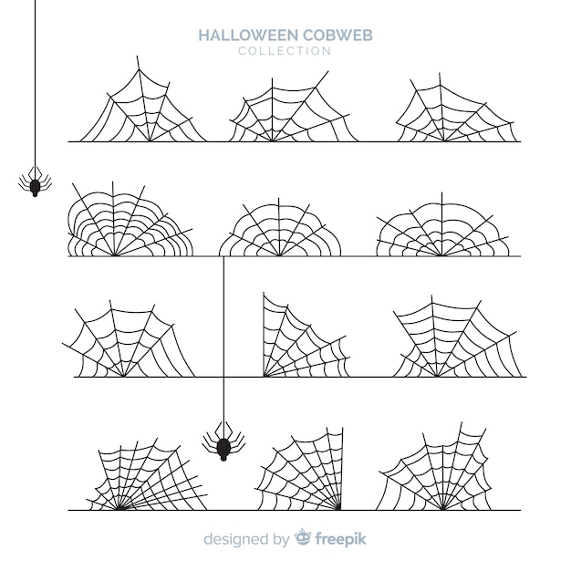 Kostenloser Vektor sammlung halloween-spinnennetze