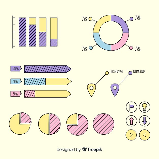 Kostenloser Vektor sammlung hand gezeichnete infographic elemente