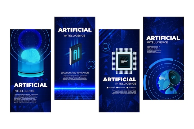 Kostenloser Vektor sammlung künstlicher intelligenz instagram geschichten
