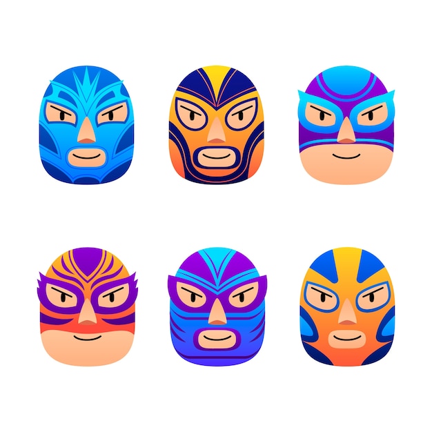 Sammlung mexikanischer Wrestler-Elemente