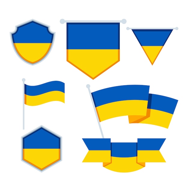 Sammlung nationaler embleme der ukraine im flachen design