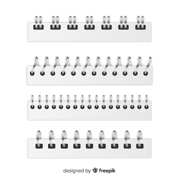Kostenloser Vektor sammlung realistischer spiralen für notizbuch