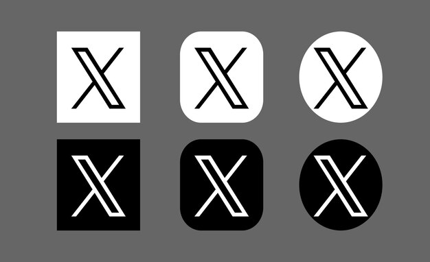 Sammlung schwarz-weißer X-Logos auf grauem Hintergrund